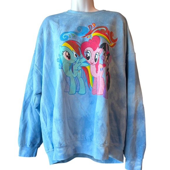 My Little Pony Tops - My Little Pony Rainbow Dash Pinkie Pie Tie Dye Sweatshirt Blue Size XL Hasbro